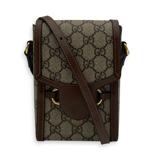 Gucci Horsebit 1955 Shoulder Bag Brown in Monogram Coated Canvas, Gold hardware_12