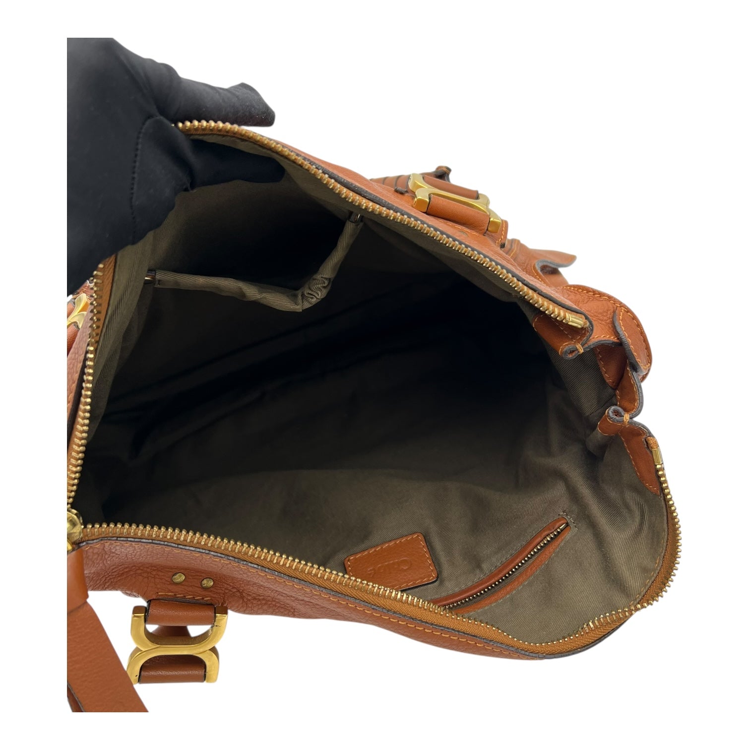 Chloé Marcie Large Brown Top Handle Bag in Calfskin, Gold hardware_13