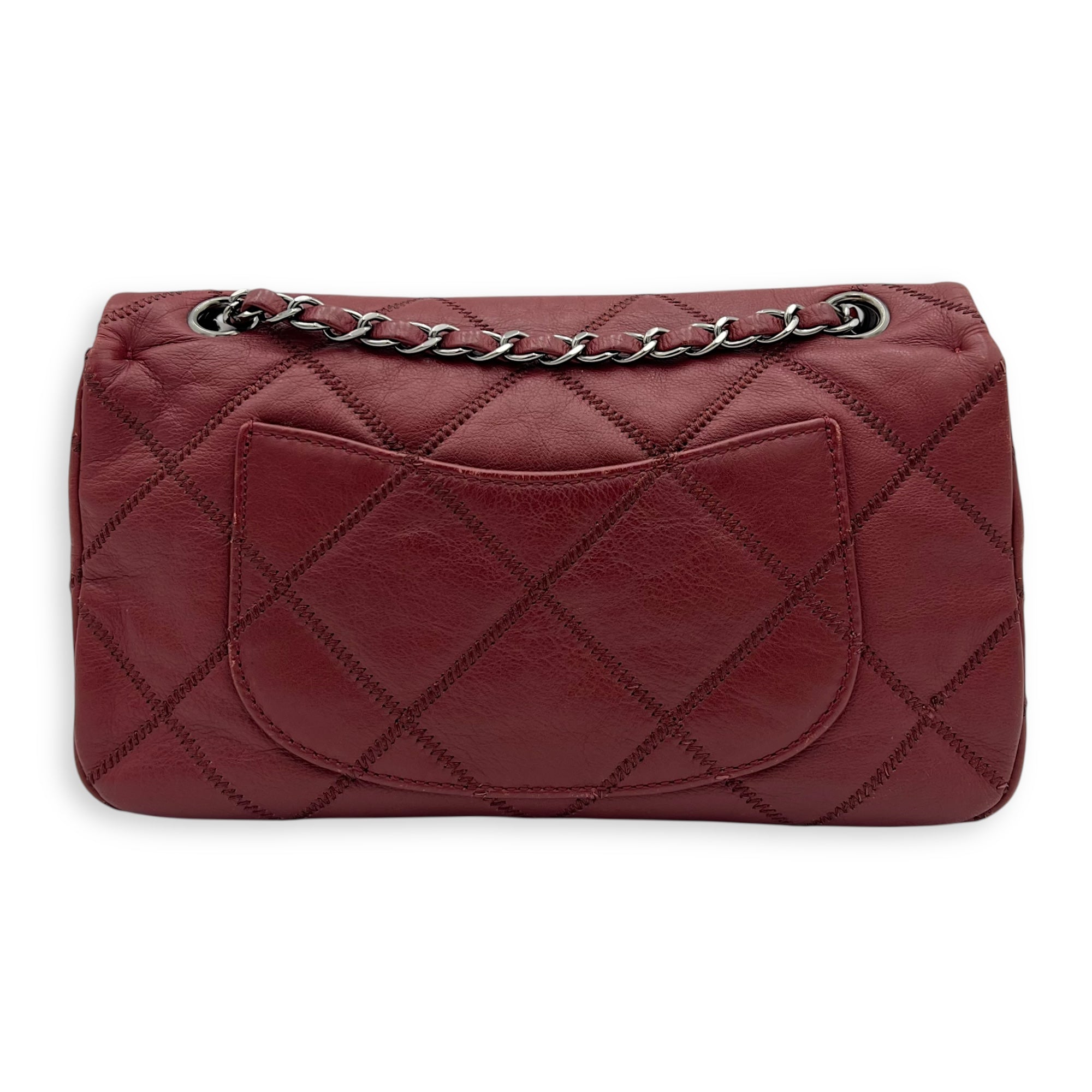 Chanel Classic Diamond Stitch Quilted Red Shoulder Bag in Calfskin, Ruthenium hardware_2