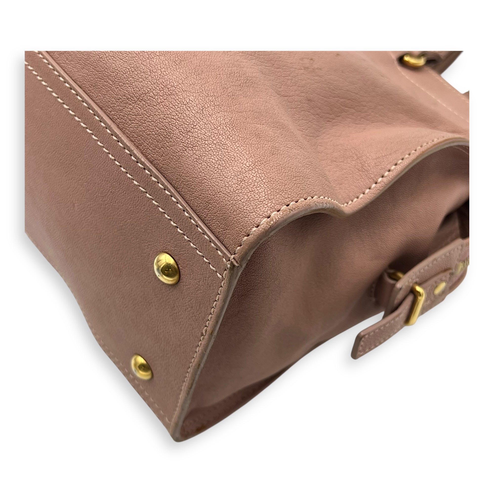 Saint Laurent Cabas Top Handle Bag Pink in Calfskin, Gold hardware_16