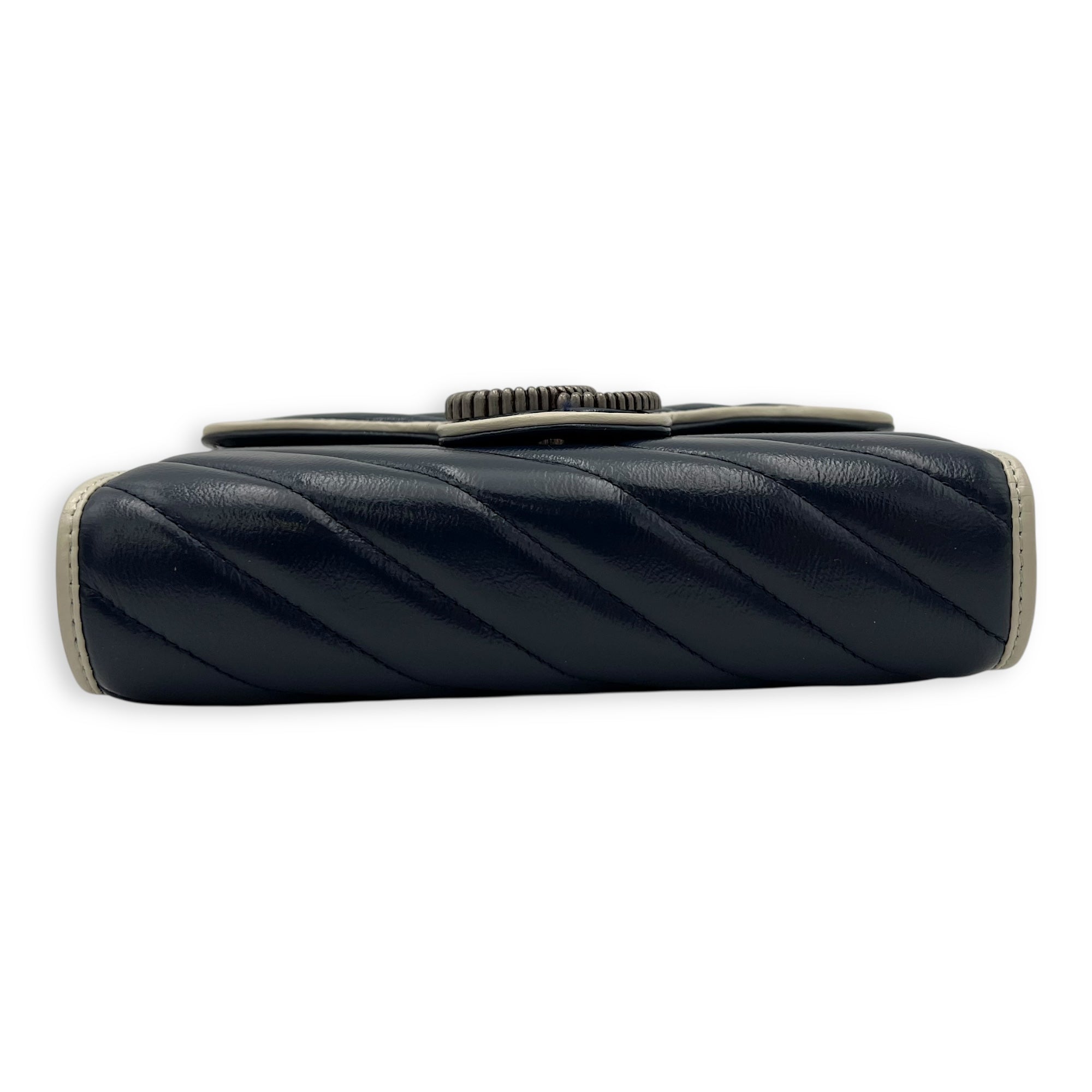 Gucci GG Marmont Wallet On Chain Blue in Calfskin, Ruthenium hardware_5