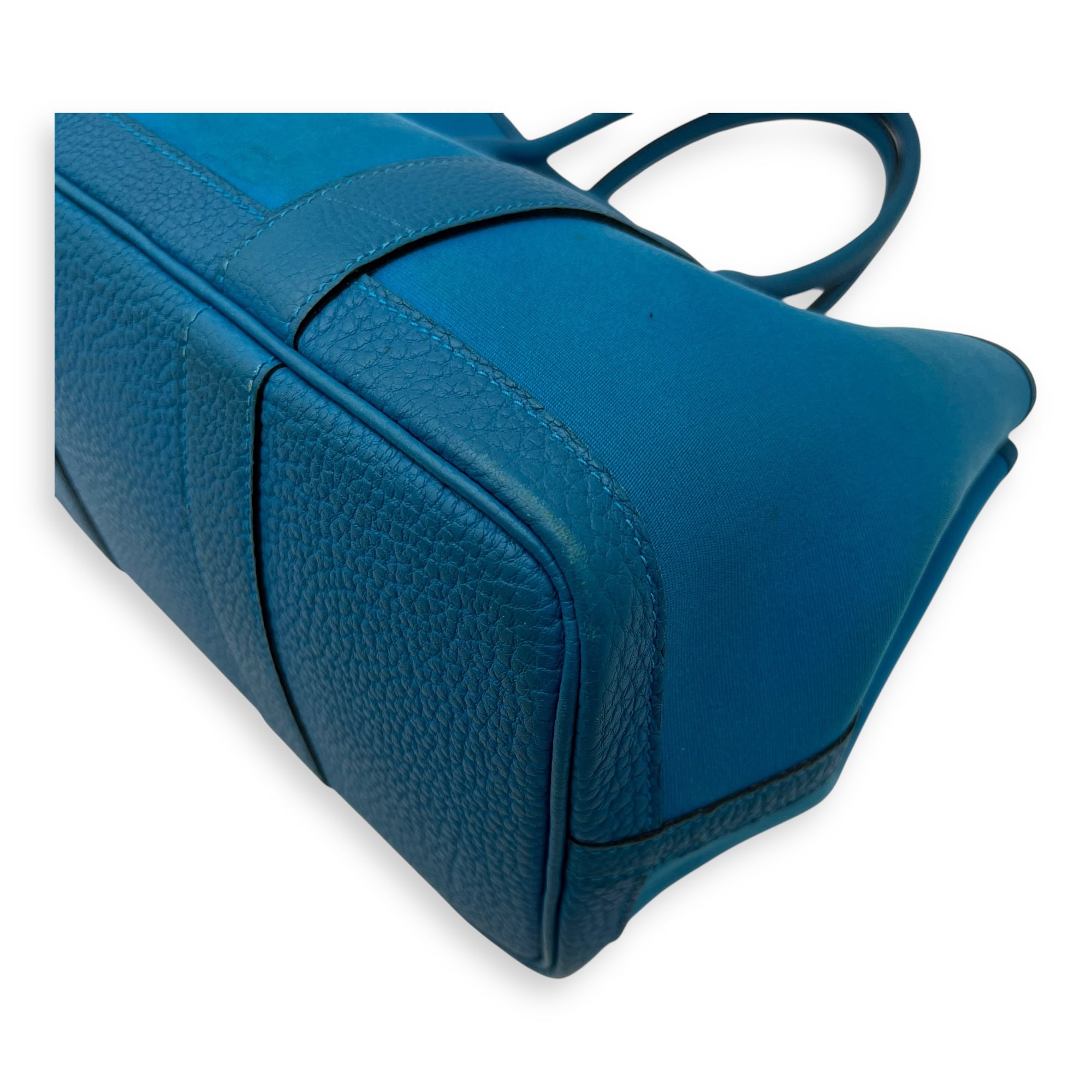 Hermès Garden Party Blue in Canvas, Silver hardware_13