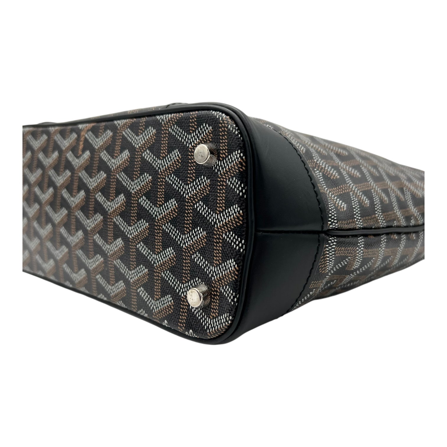 Goyard Beluga Top Handle Bag Black in Coated Canvas, Silver hardware_8