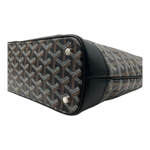 Goyard Beluga Top Handle Bag Black in Coated Canvas, Silver hardware_8