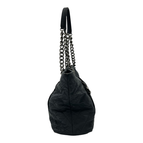 Chanel CC Shoulder Bag Blue in Calfskin, Ruthenium hardware_3