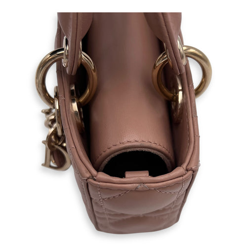 Christian Dior Lady D-Joy Top Handle Bag Micro Beige in Lambskin, Gold hardware_10