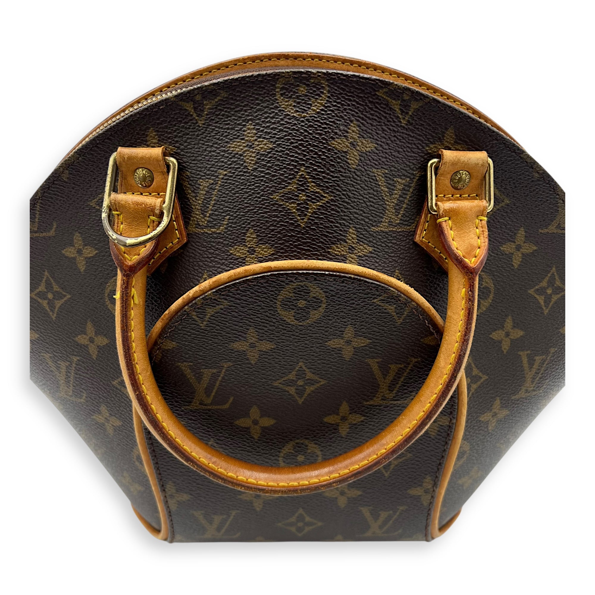 Louis Vuitton Ellipse Top Handle Bag Brown in Monogram Coated Canvas, Gold hardware_12