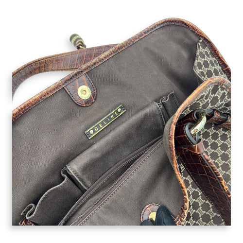 Celine Bittersweet Brown Tote Bag in Canvas, Gold hardware_13