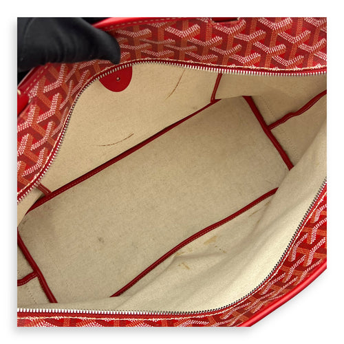 Goyard Artois MM Red Tote Bag in Coated Canvas, Silver hardware_13