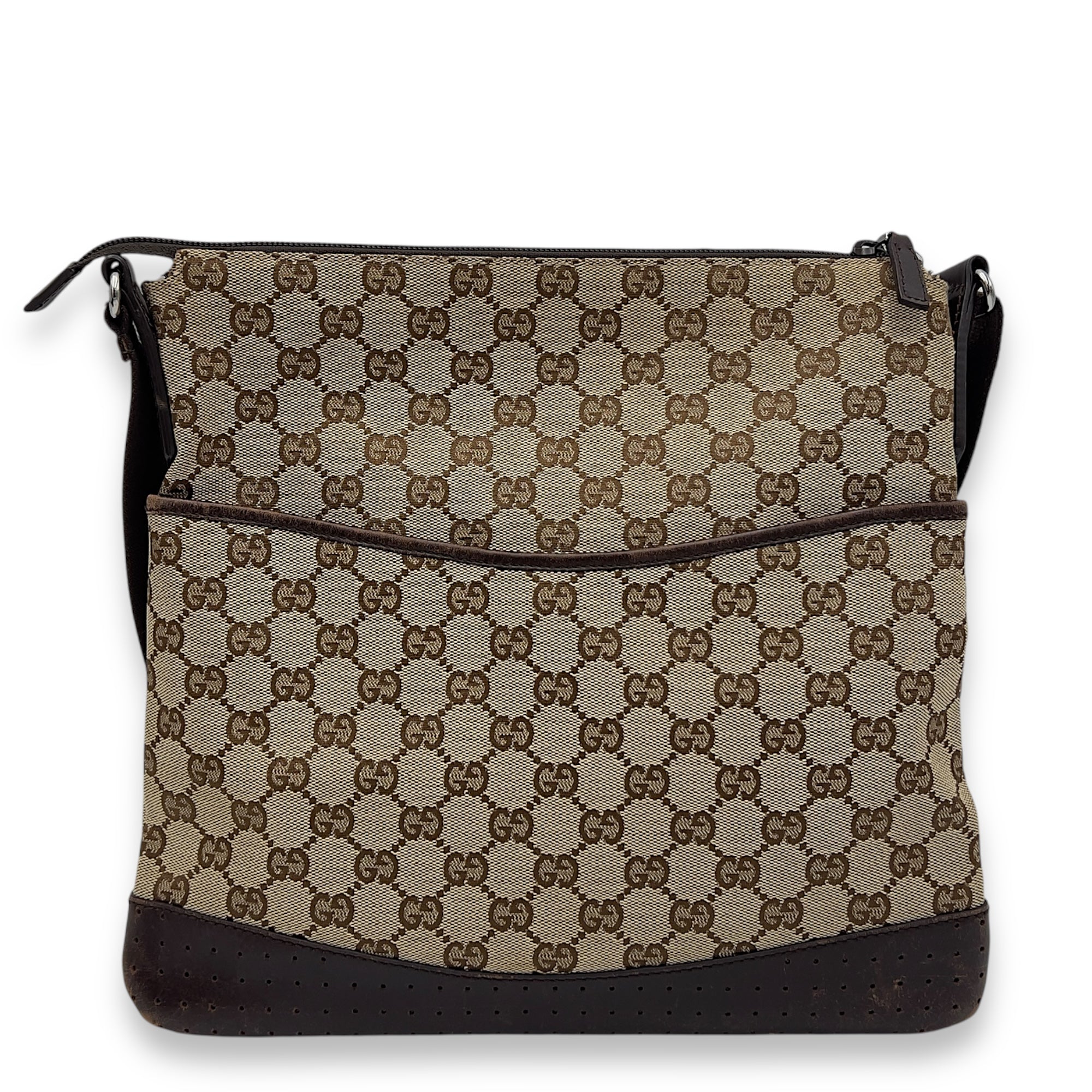 Gucci GG Crossbody Bag Brown in Canvas, Gold hardware_1