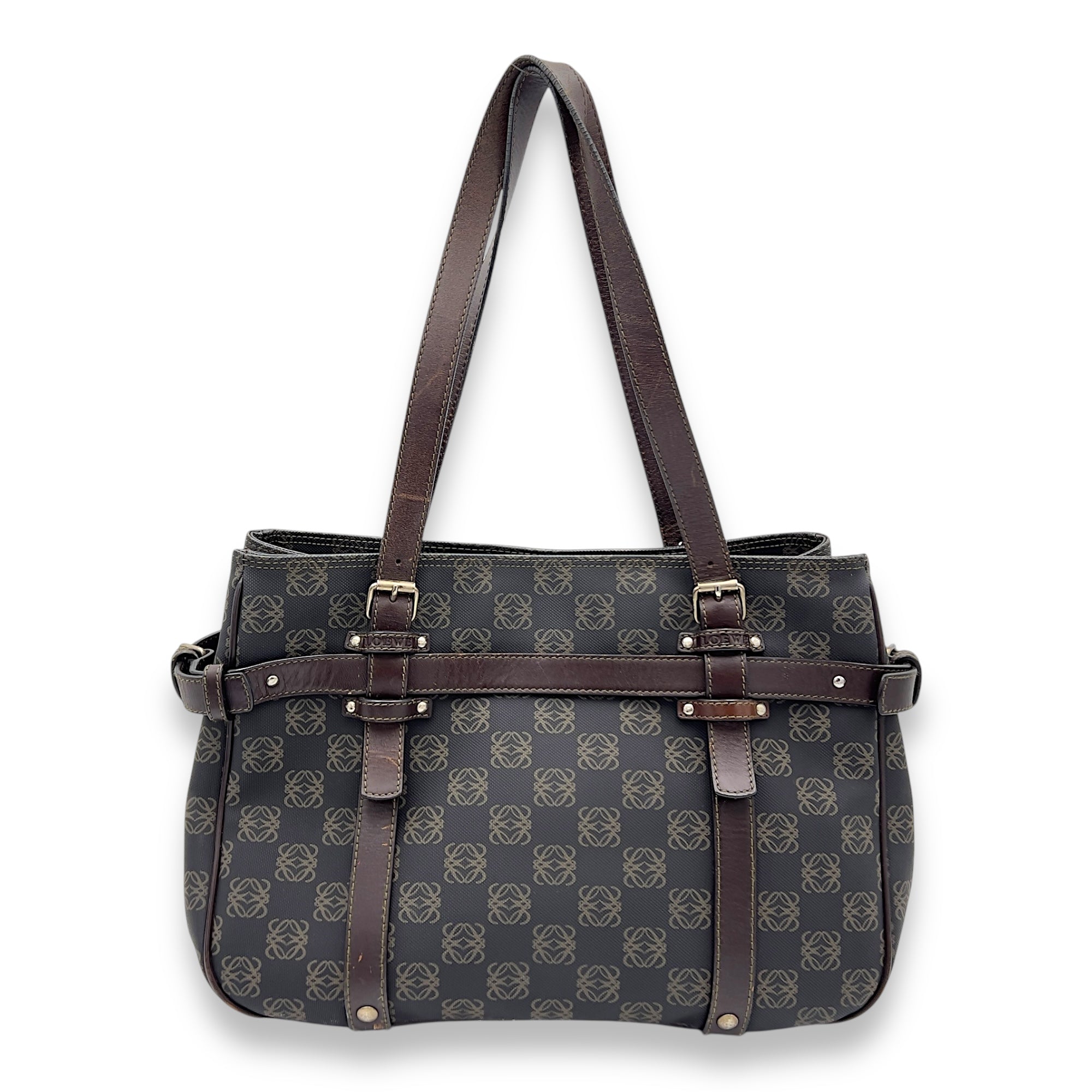 Loewe Anagram Brown Tote Bag in Coated Canvas, Gold hardware_2