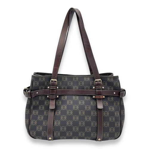 Loewe Anagram Brown Tote Bag in Coated Canvas, Gold hardware_2