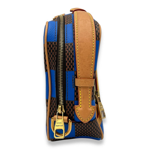 Louis Vuitton Chess Messenger Blue Crossbody Bag in Coated Canvas, Gold hardware_3