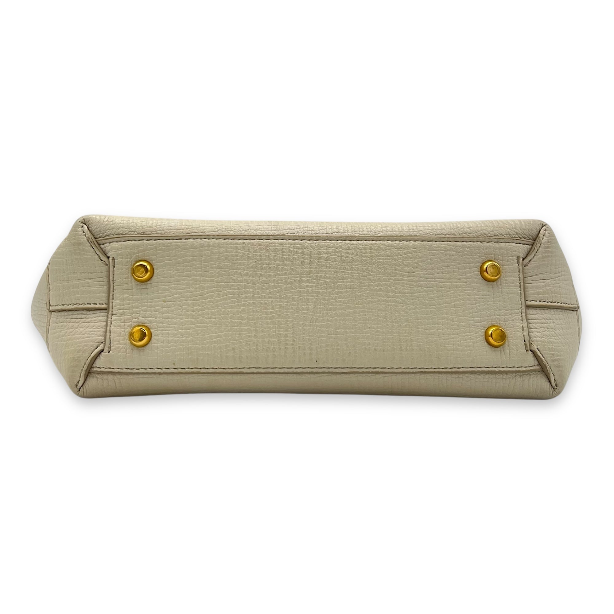 Bottega Veneta Arco White Top Handle Bag in Calfskin, Gold hardware_5