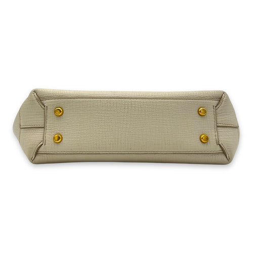Bottega Veneta Arco White Top Handle Bag in Calfskin, Gold hardware_5