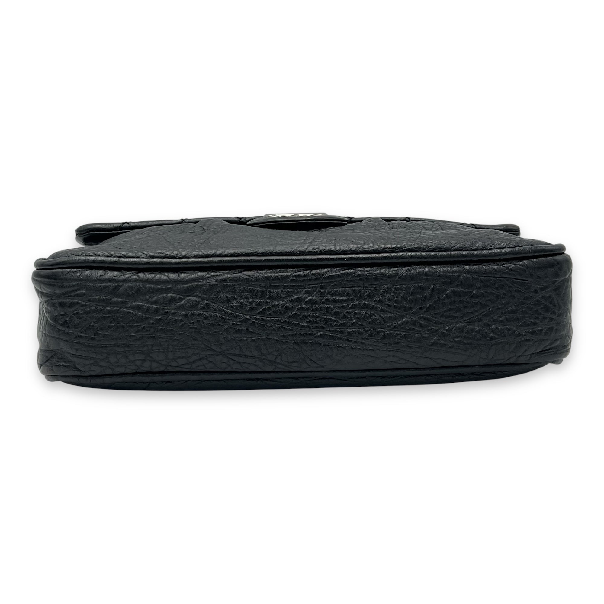Chanel CC Flap bag Black Shoulder Bag in Calfskin, Silver hardware_5