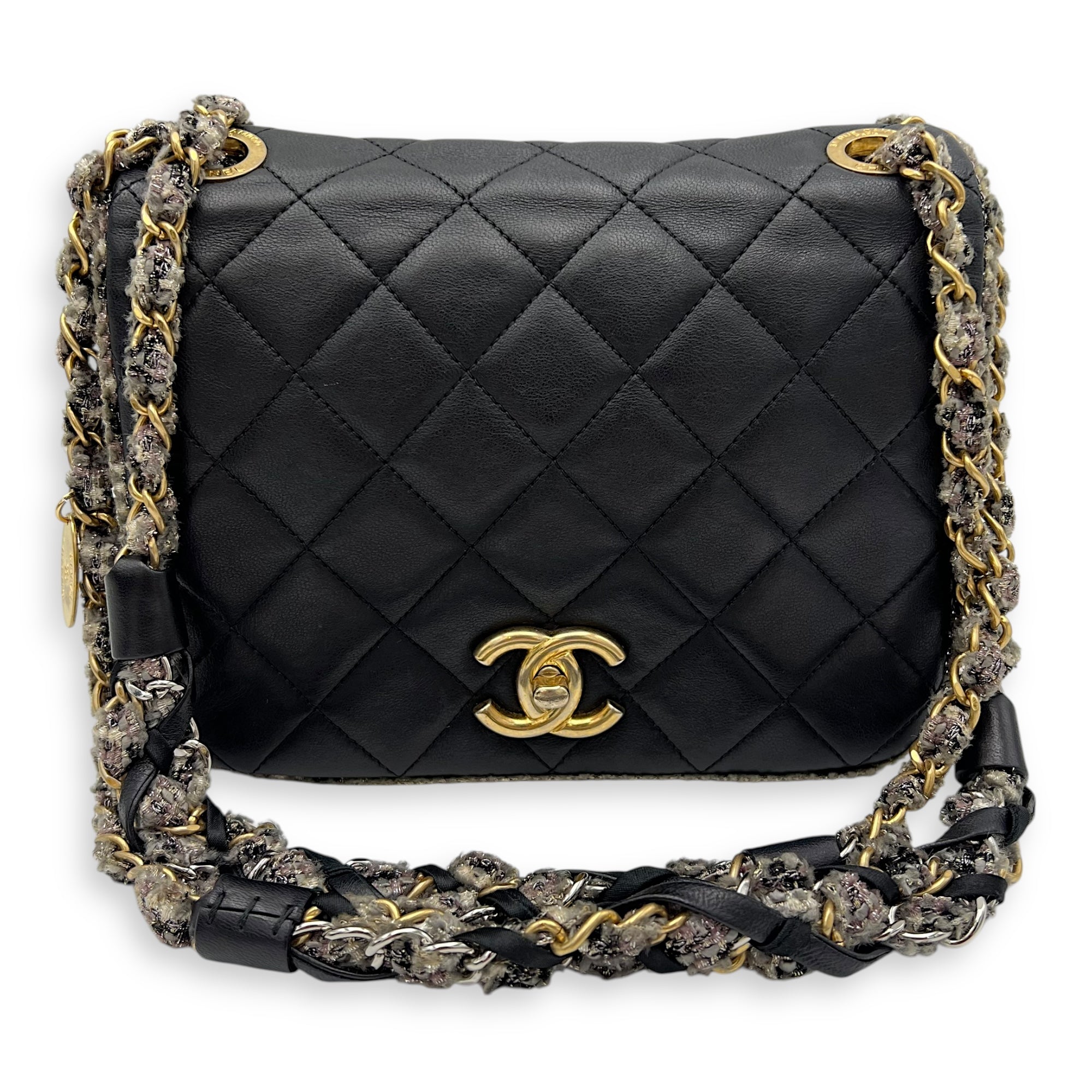 Chanel CC Crossbody Bag Black in Calfskin, Mixed hardware_12