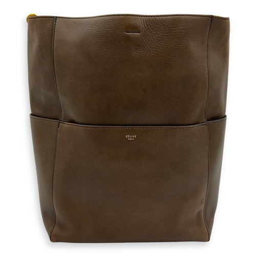 Celine Sangle Shoulder Bag Brown in Calfskin, Gold hardware_1