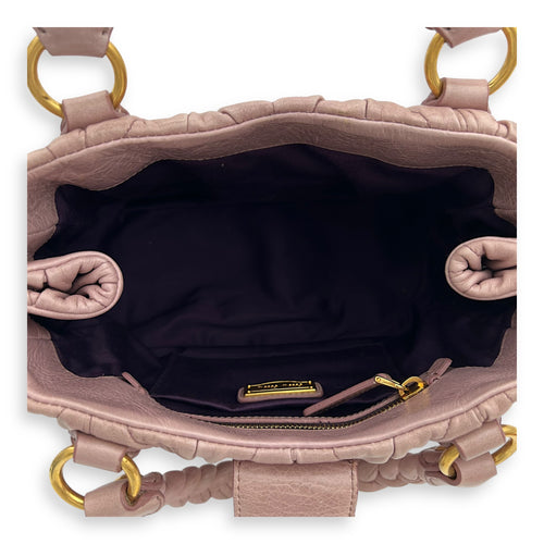 Miu Miu Gaufre Top Handle Bag Pink in Calfskin, Gold hardware_6