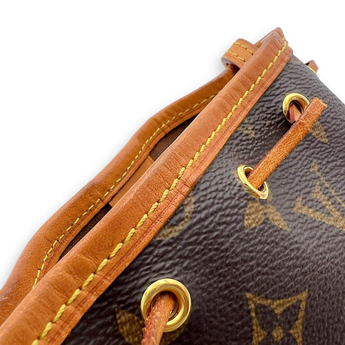 Louis Vuitton Noe Bucket Bag Brown in Monogram Coated Canvas, Gold hardware_14