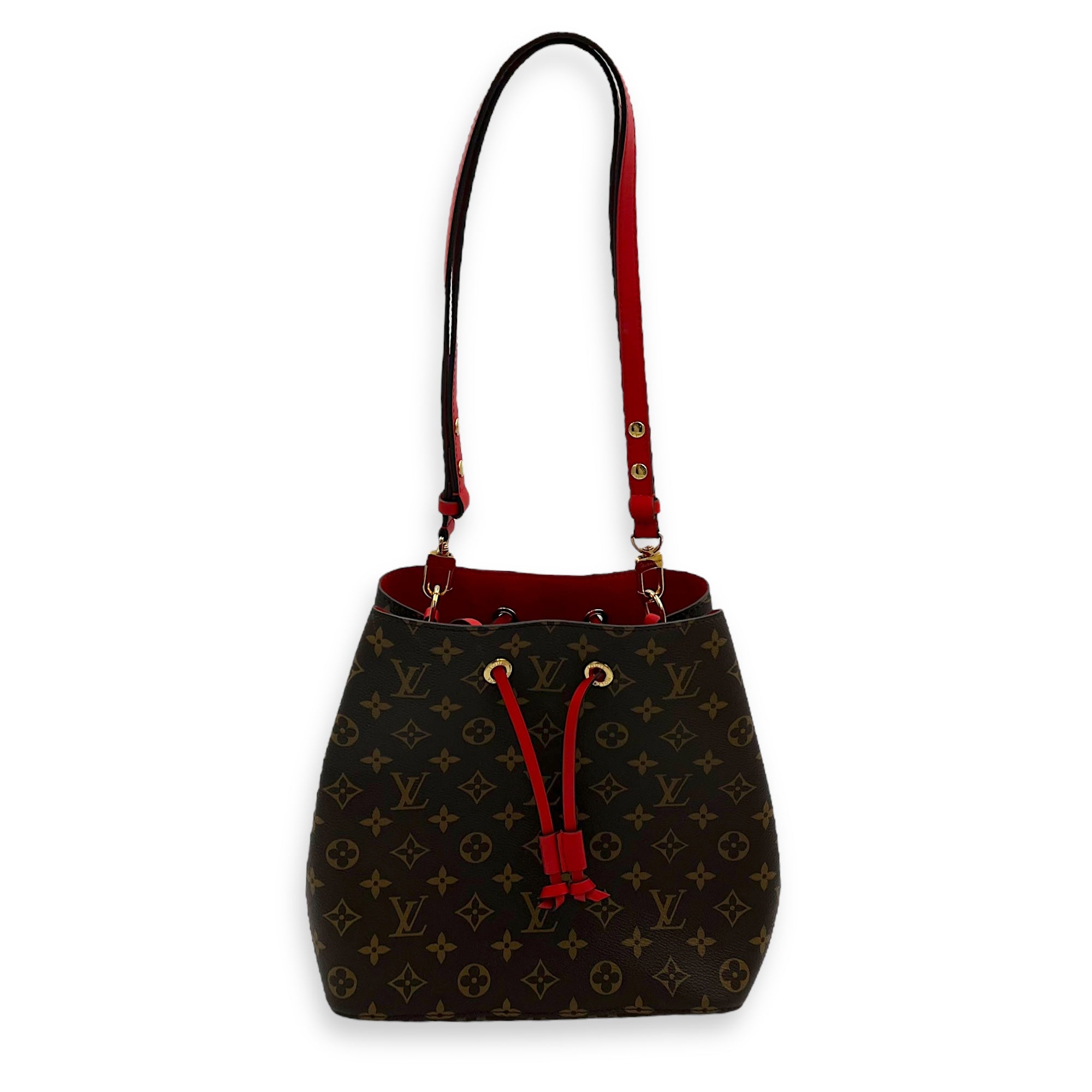 Louis Vuitton NeoNoe Bucket Bag Brown in Monogram Coated Canvas, Gold hardware_13