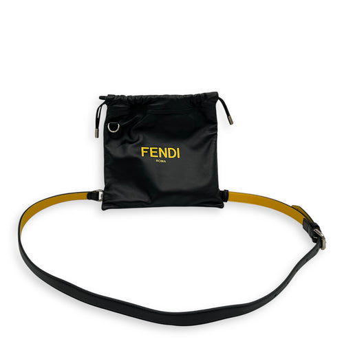 Fendi Logo Black Crossbody Bag in Calfskin, Silver hardware_13