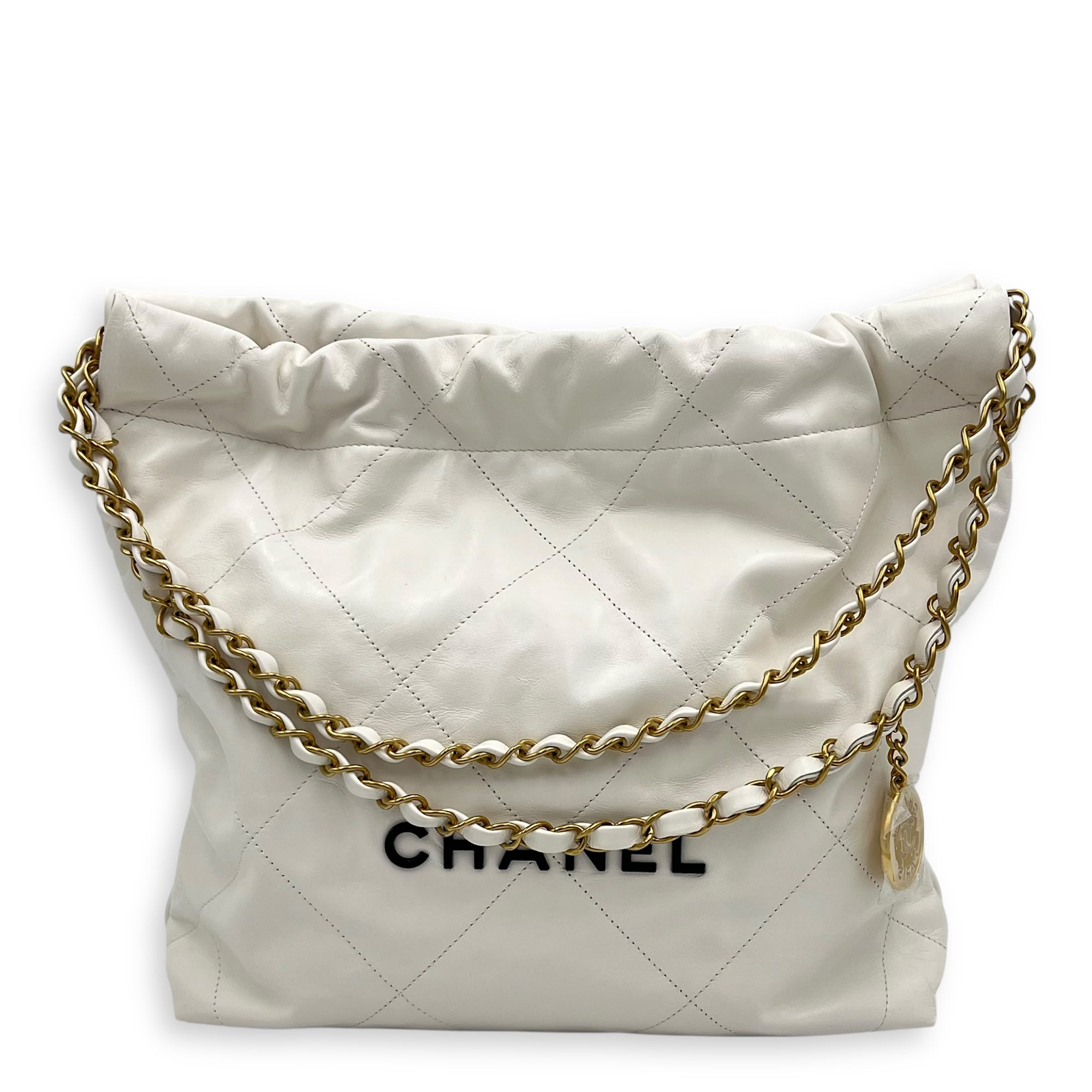 Chanel 22 Tote White Tote Bag in Calfskin, Mixed hardware_13