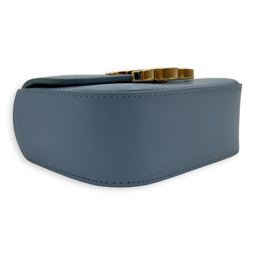 Celine Claude Crossbody Bag Blue in Calfskin, Gold hardware_9