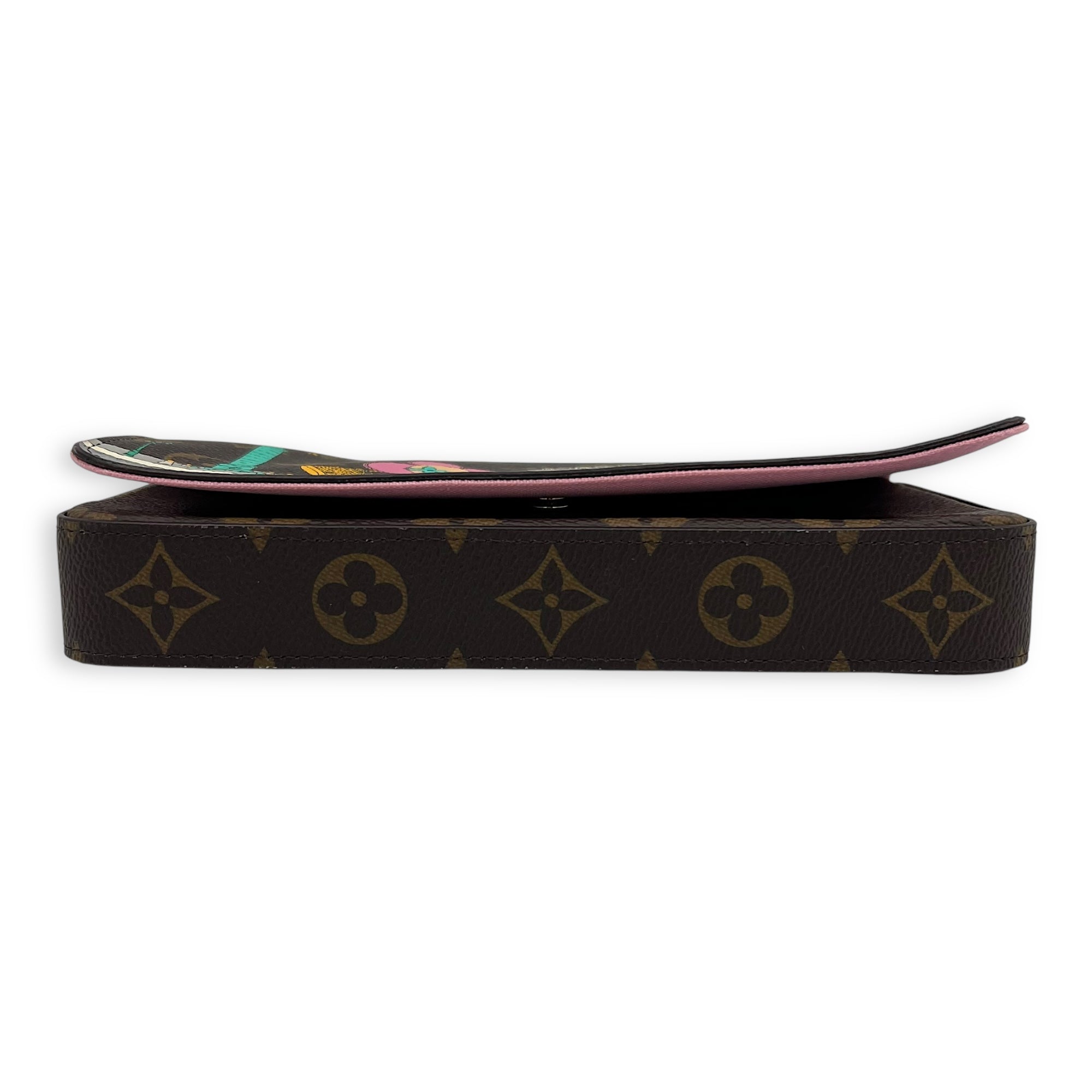 Louis Vuitton Vivienne Christmas Felicie Brown Wallet On Chain in Monogram Coated Canvas, Gold hardware_5