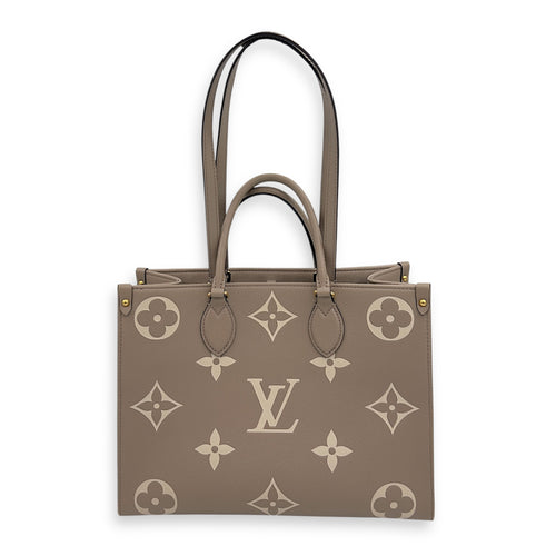 Louis Vuitton OnTheGo MM Beige Top Handle Bag in Empreinte Leather, Gold hardware_11