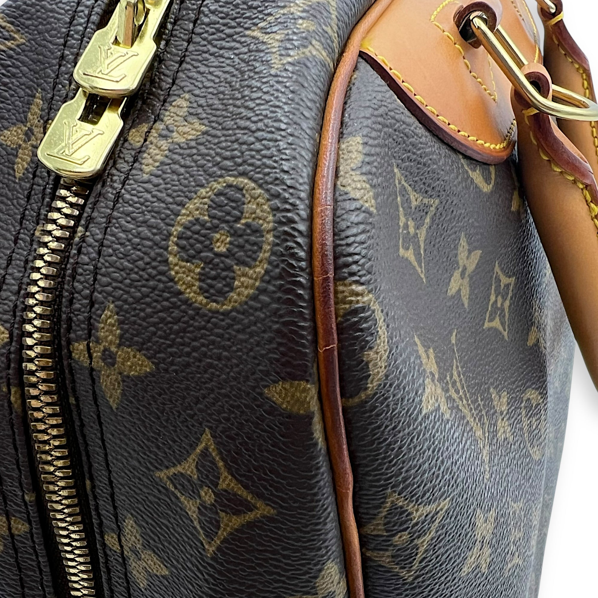 Louis Vuitton Trouville Top Handle Bag Brown in Monogram Coated Canvas, Gold hardware_12