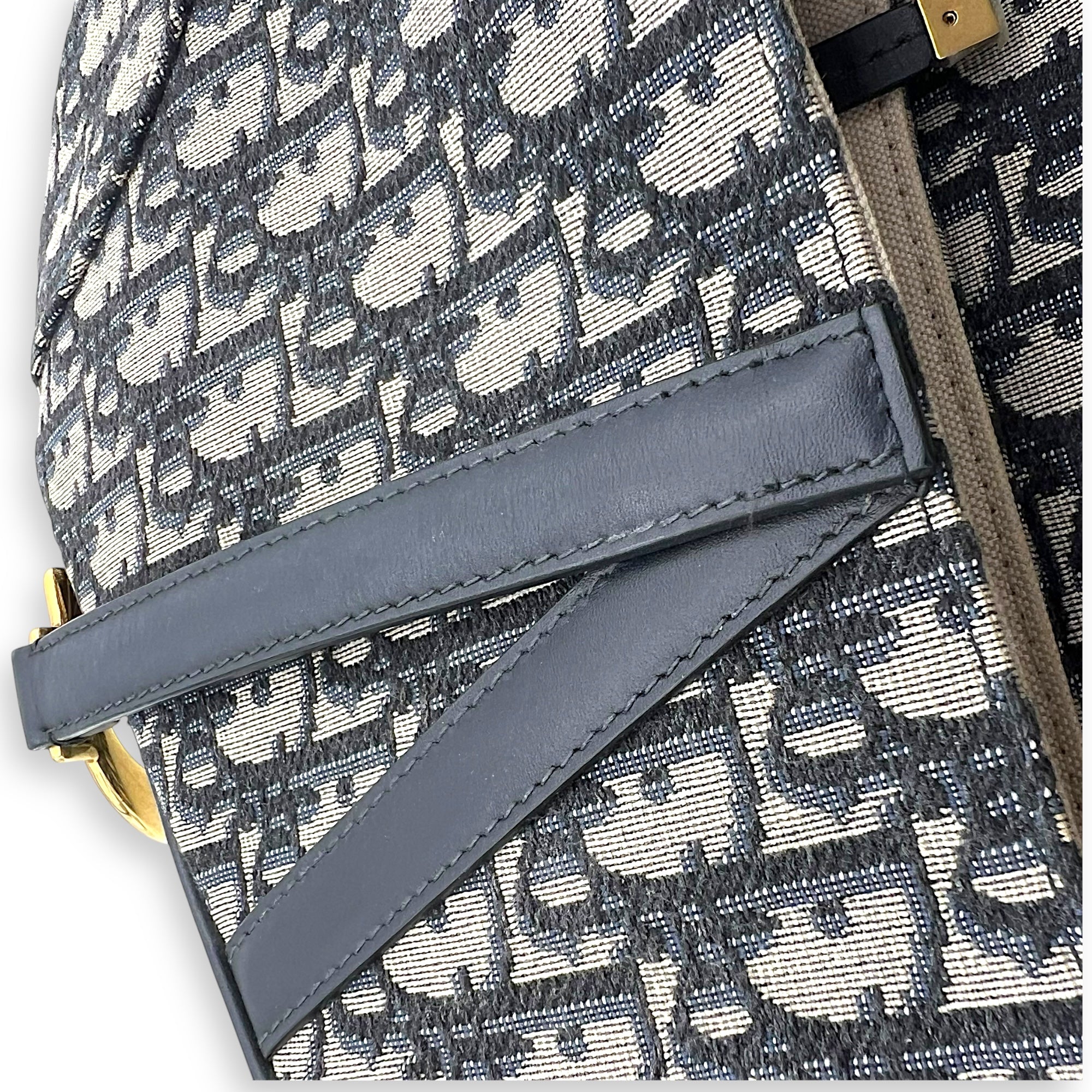 Dior Saddle Shoulder Bag Medium Blue in Jacquard, Gold hardware_13