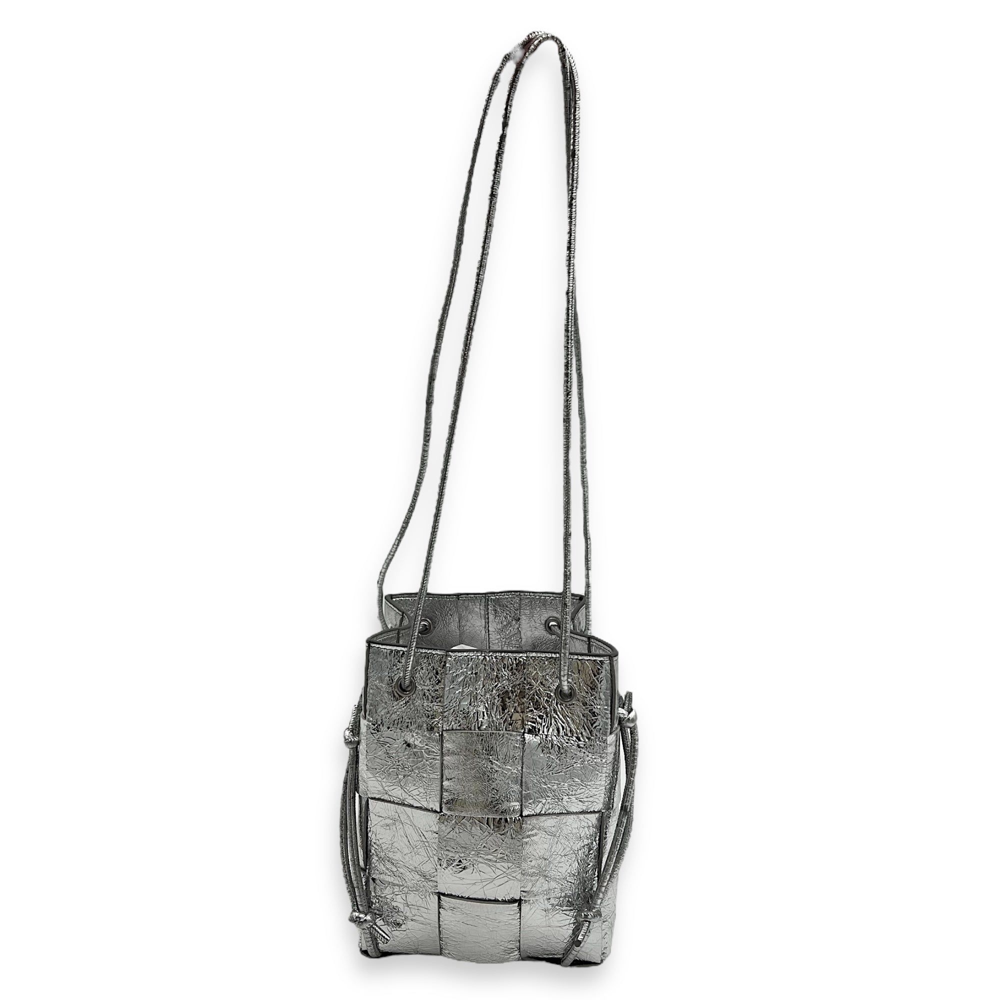 Bottega Veneta Cassette Backpack Silver in Calfskin, Silver hardware_13
