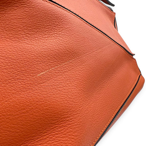 Loewe Puzzle Medium Orange Crossbody Bag in Calfskin, Silver hardware_13