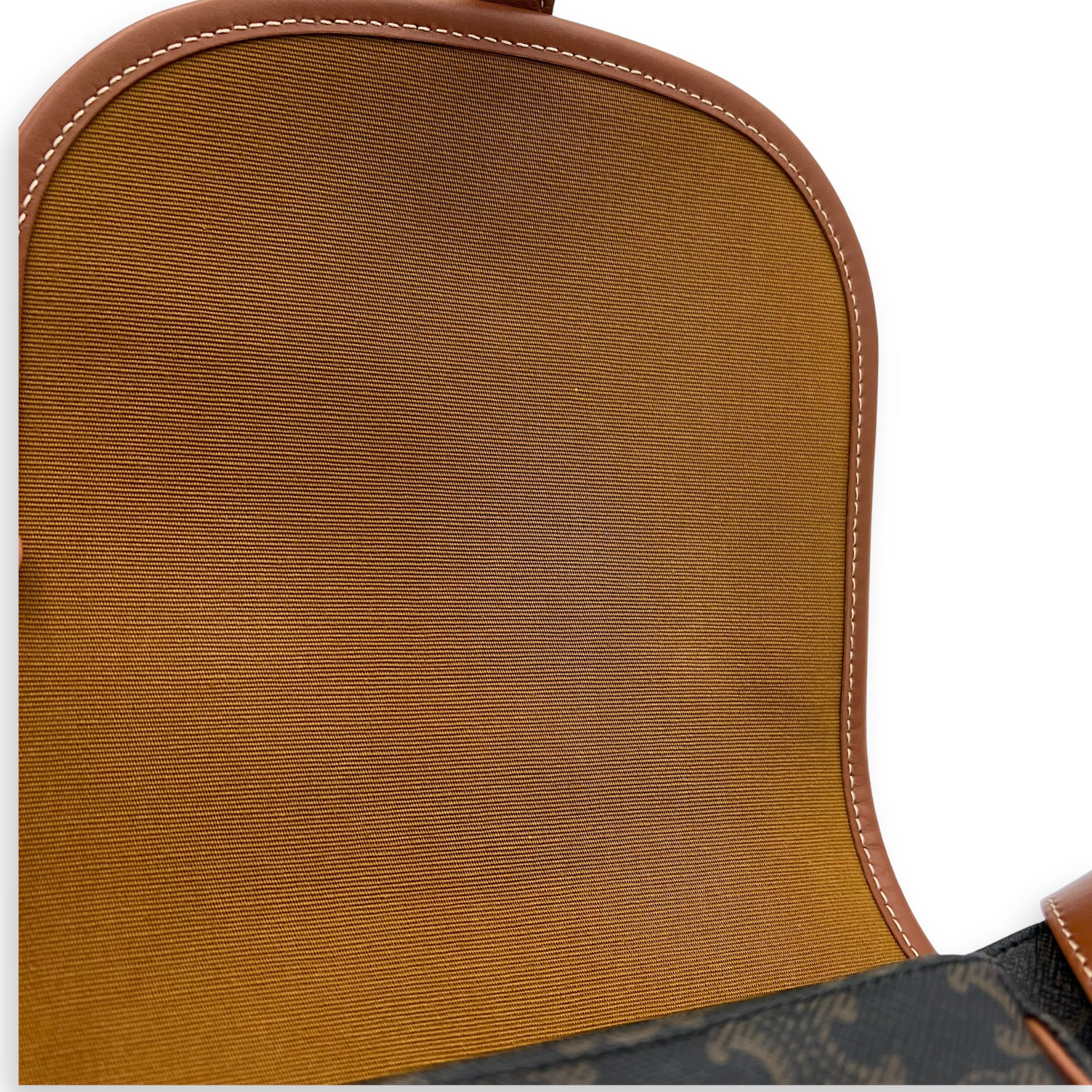 Celine Folco Crossbody Bag Brown in Coated Canvas, Gold hardware_13