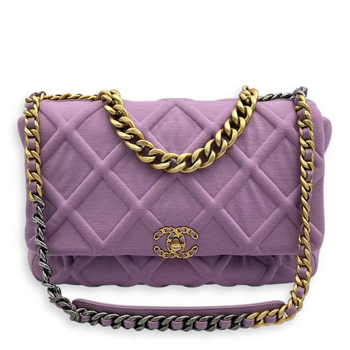 Chanel C19 Maxi Purple Crossbody Bag in Fabric, Mixed hardware_13