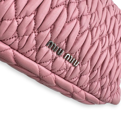 Miu Miu Matelassé Shoulder Bag Pink in Lambskin, Silver hardware_13