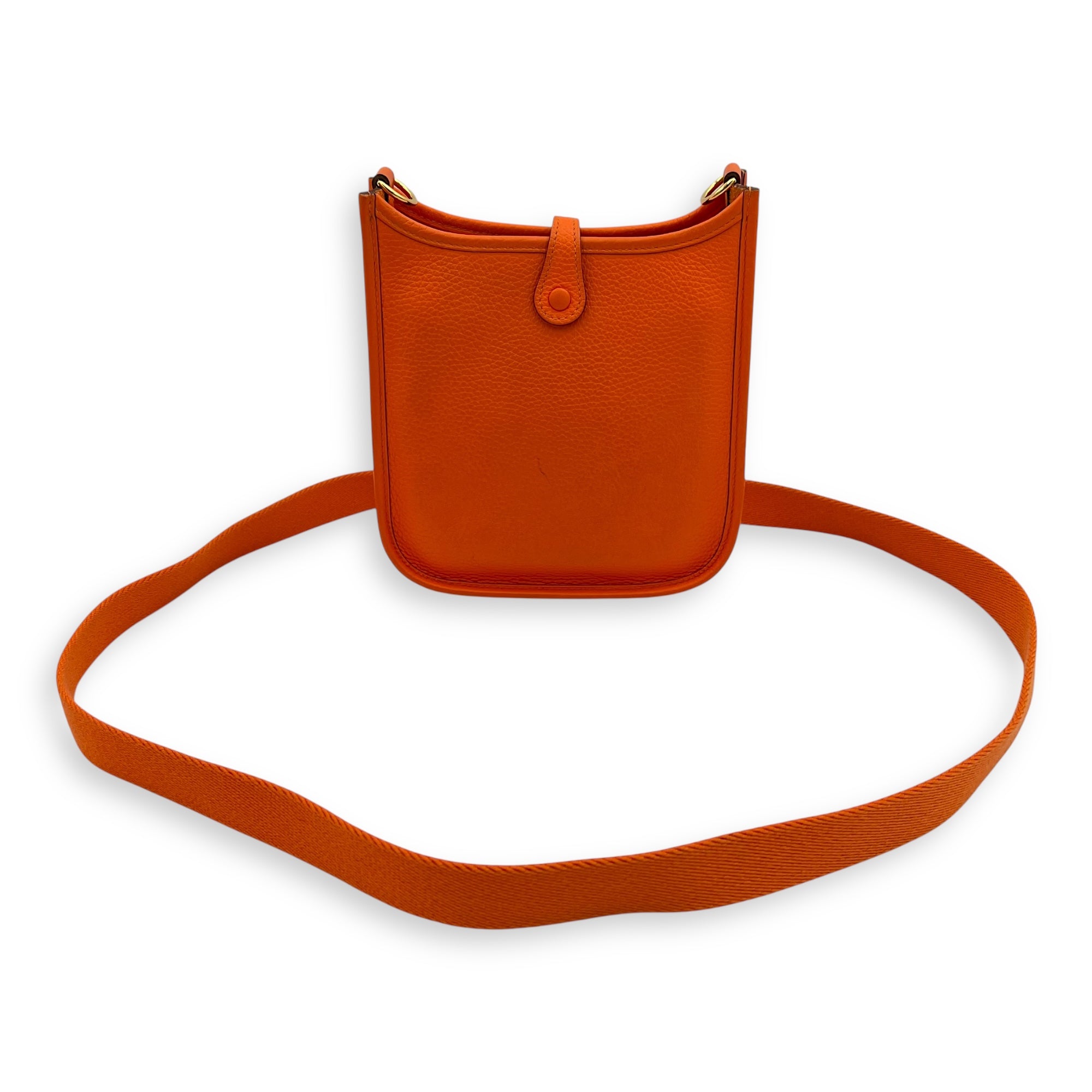 Hermès Evelyne Orange in Clemence, Gold hardware_14