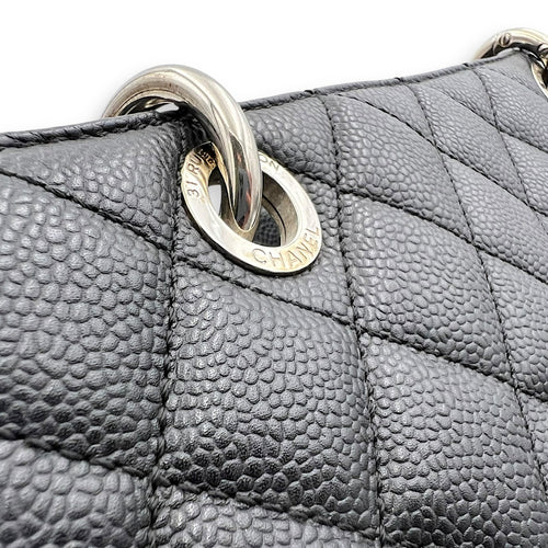 Chanel GST Shoulder Bag Black in Caviar Leather, Silver hardware_13