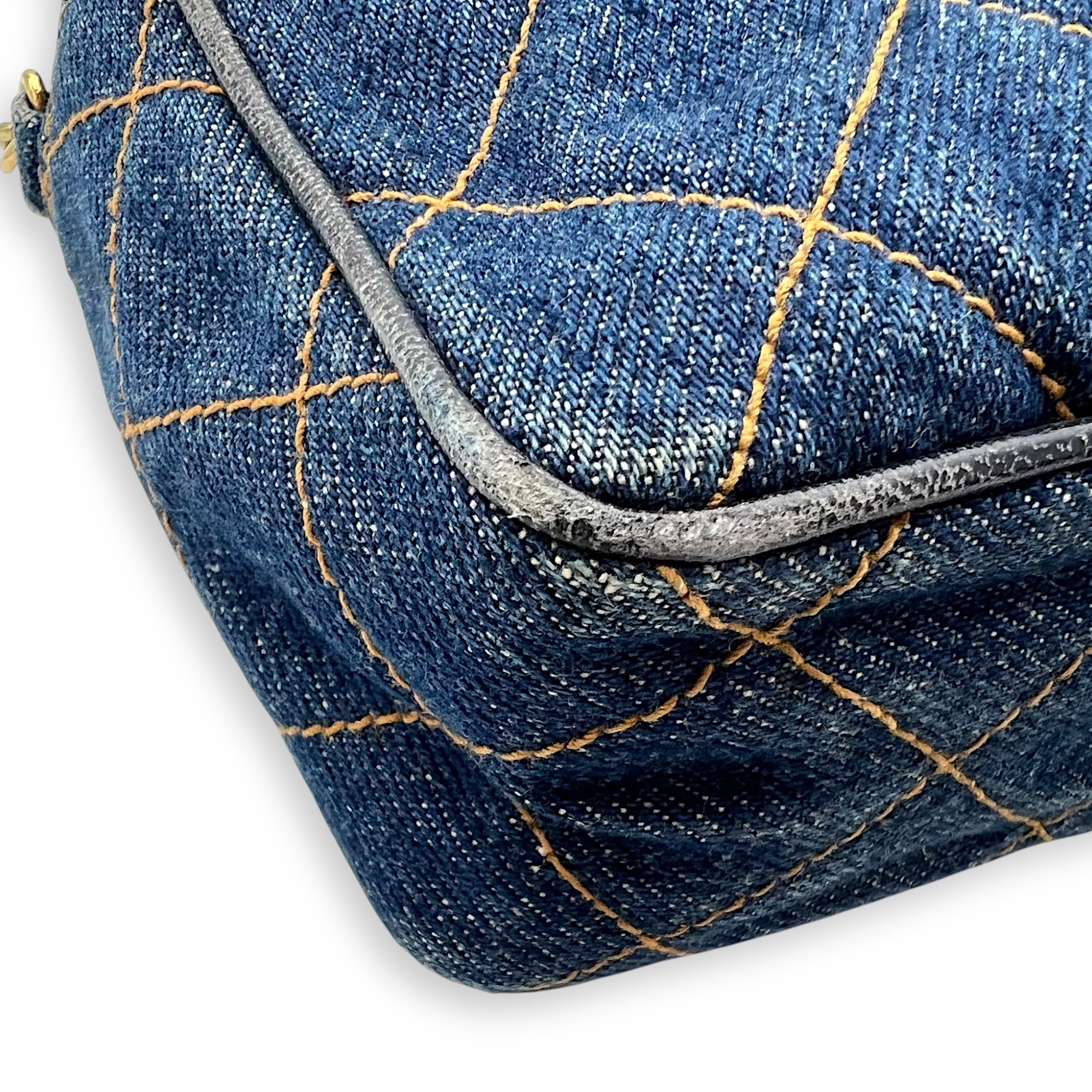 Chanel Denim CC Quilted Turnlock Crossbody Bag Blue in Denim, Gold hardware_12