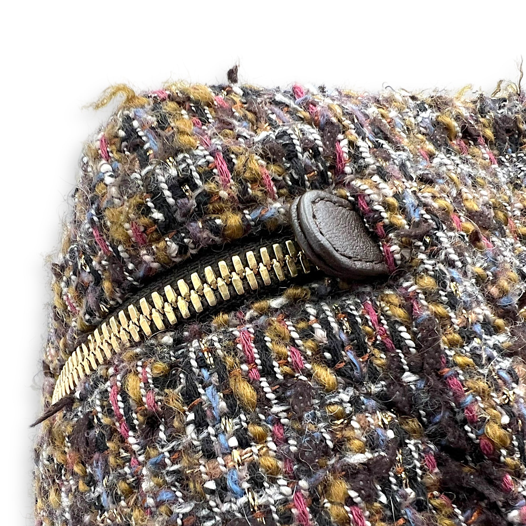 Chanel Vanity Case Wood Multi-colour Top Handle Bag in Tweed, Gold hardware_13