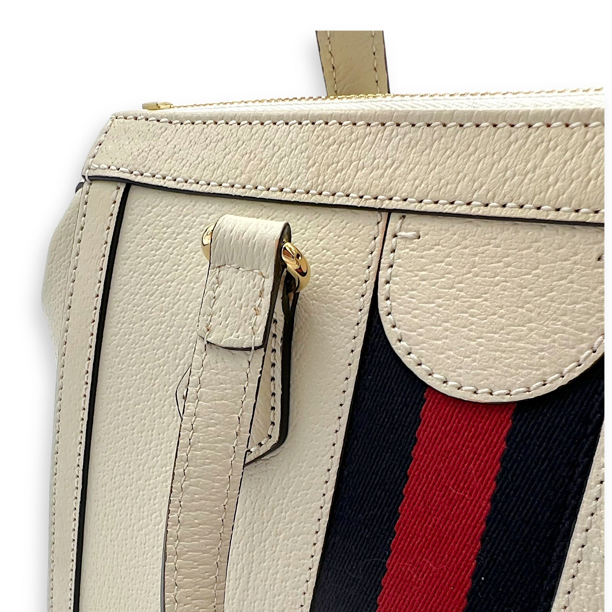 Gucci Ophidia Top Handle Bag White in Calfskin, Gold hardware_13