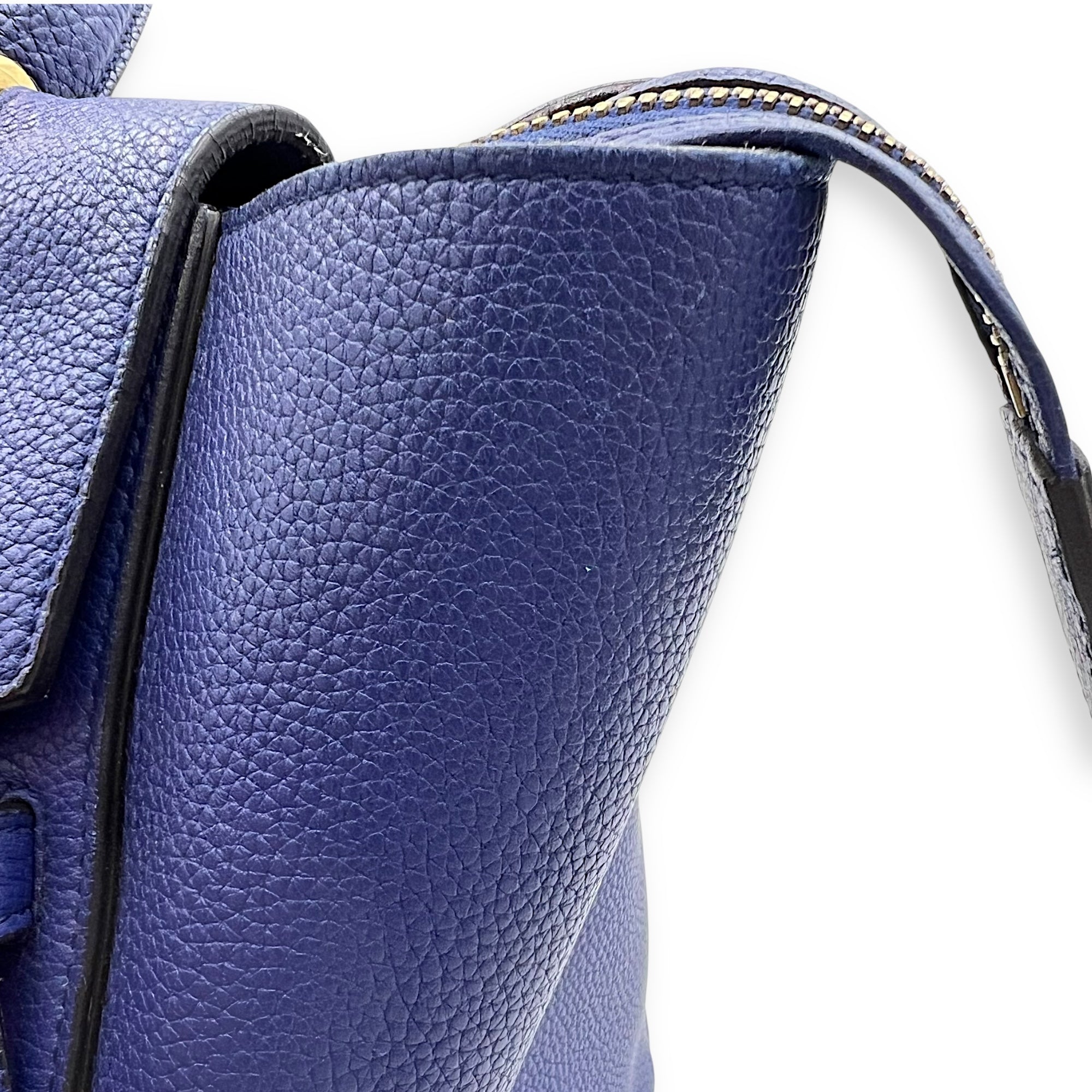Celine Belt Bag Top Handle Bag Blue in Calfskin, Gold hardware_12