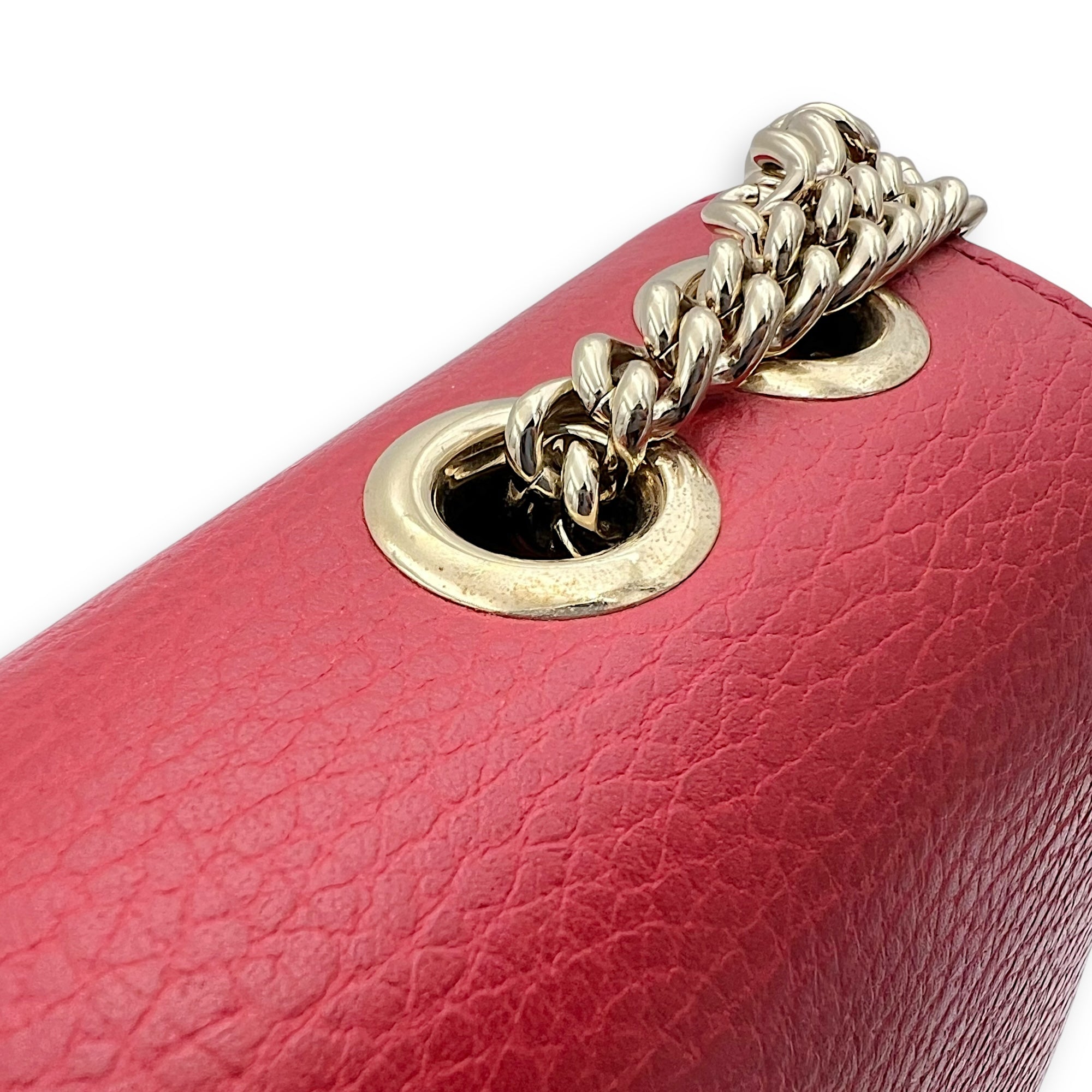 Gucci Interlocking G Shoulder Bag Red in Calfskin, Gold hardware_16