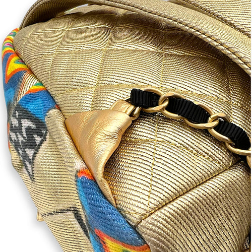 Chanel Grafitti Backpack Gold in Canvas, Gold hardware_15