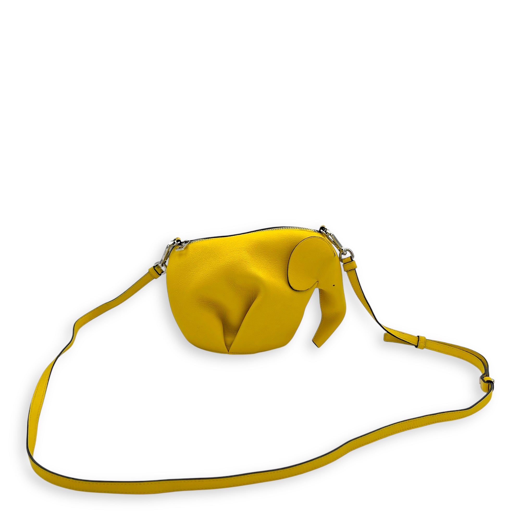 Loewe Elephant Crossbody Bag Yellow in Calfskin, Silver hardware_13