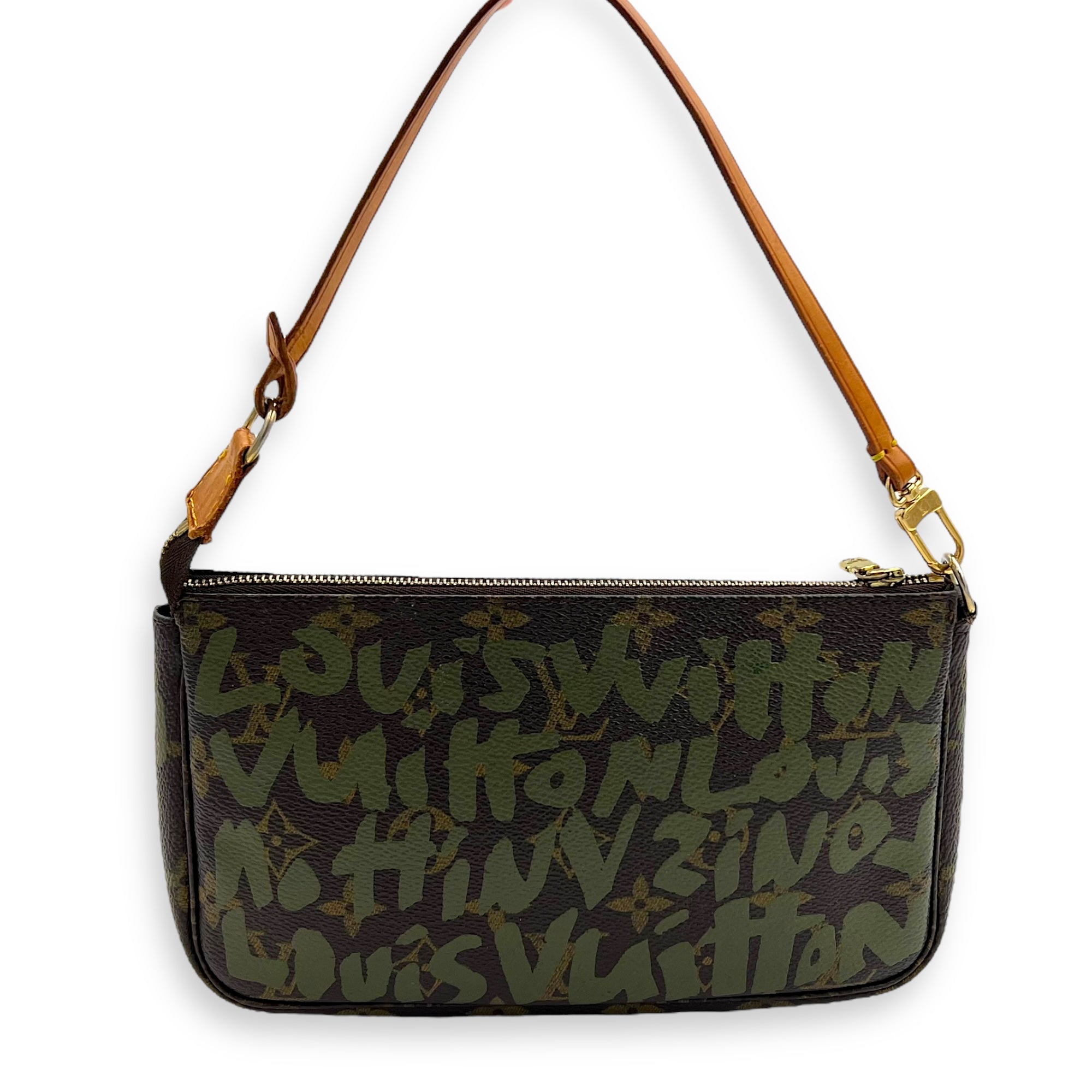 Louis Vuitton Pochette Pouch Brown in Coated Canvas, Gold hardware_13