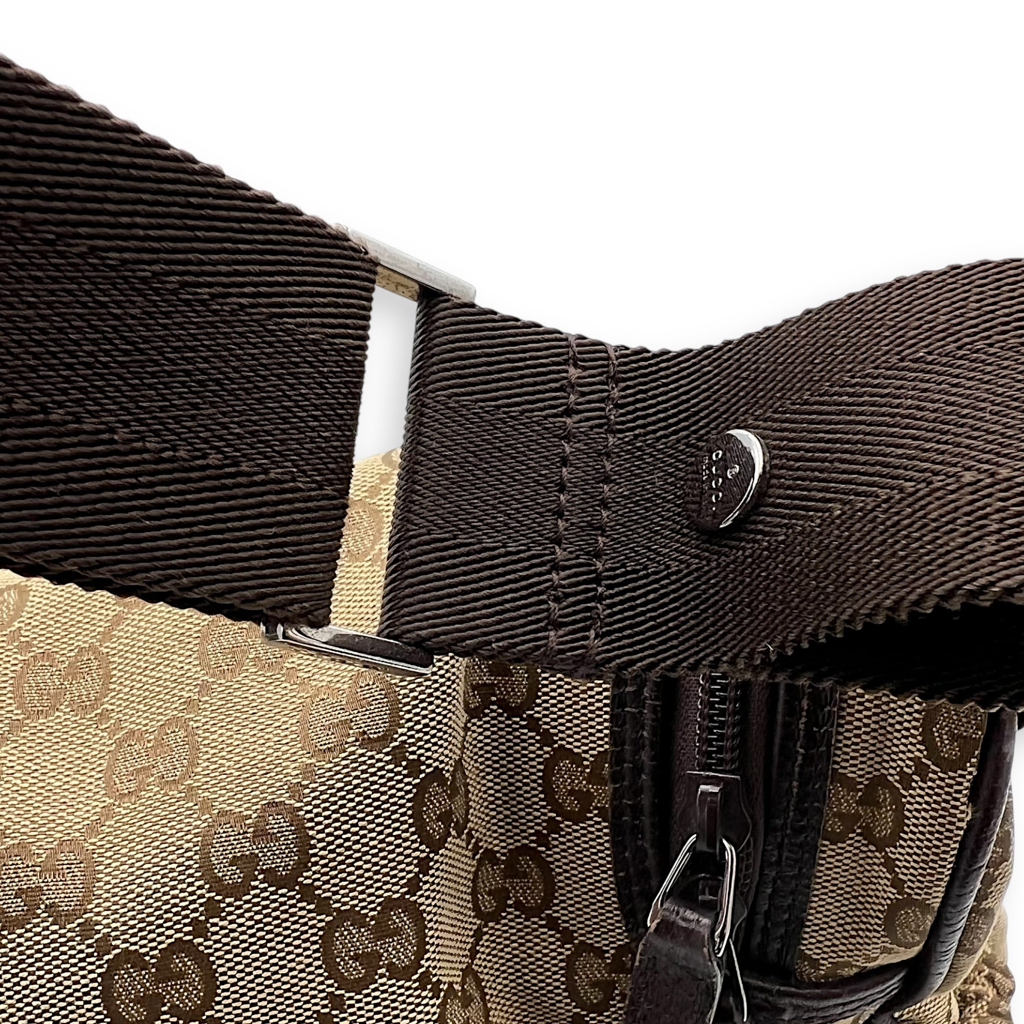 Gucci GG Shoulder Bag Brown in Canvas, Silver hardware_13