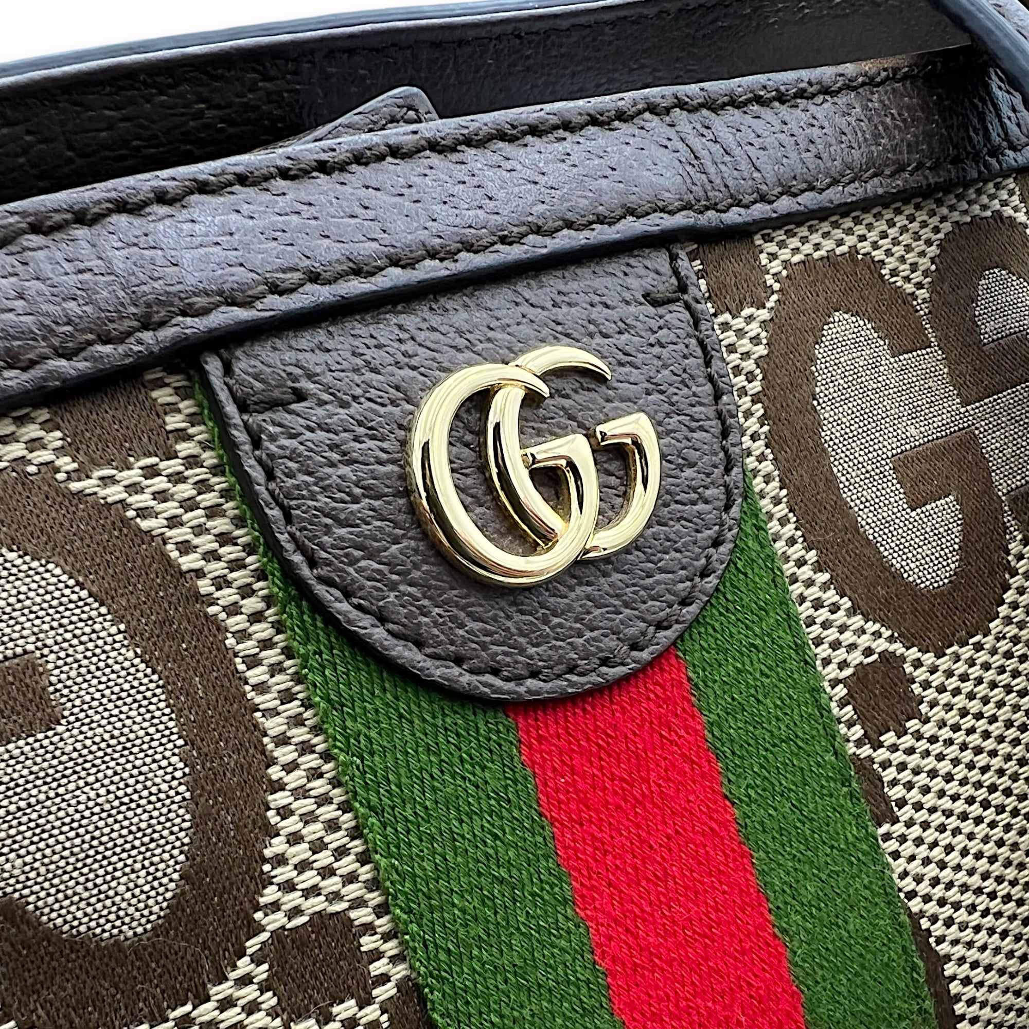 Gucci GG Tote Bag Brown in Canvas, Gold hardware_12