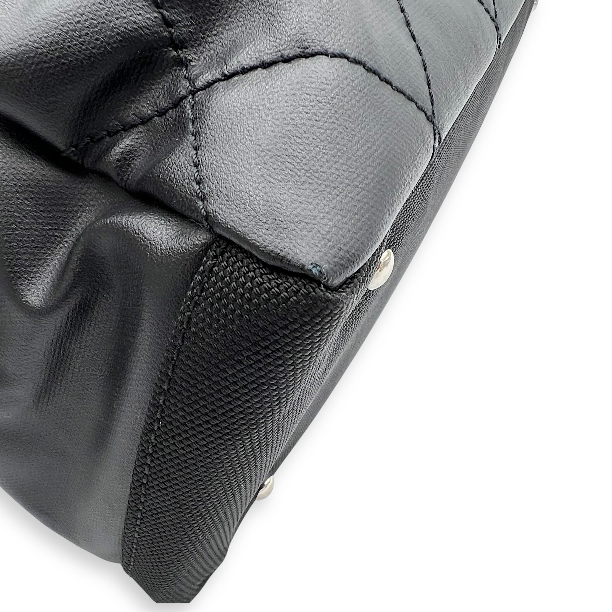 Chanel Paris Biarritz Tote Bag Black in Coated Canvas, Silver hardware_13